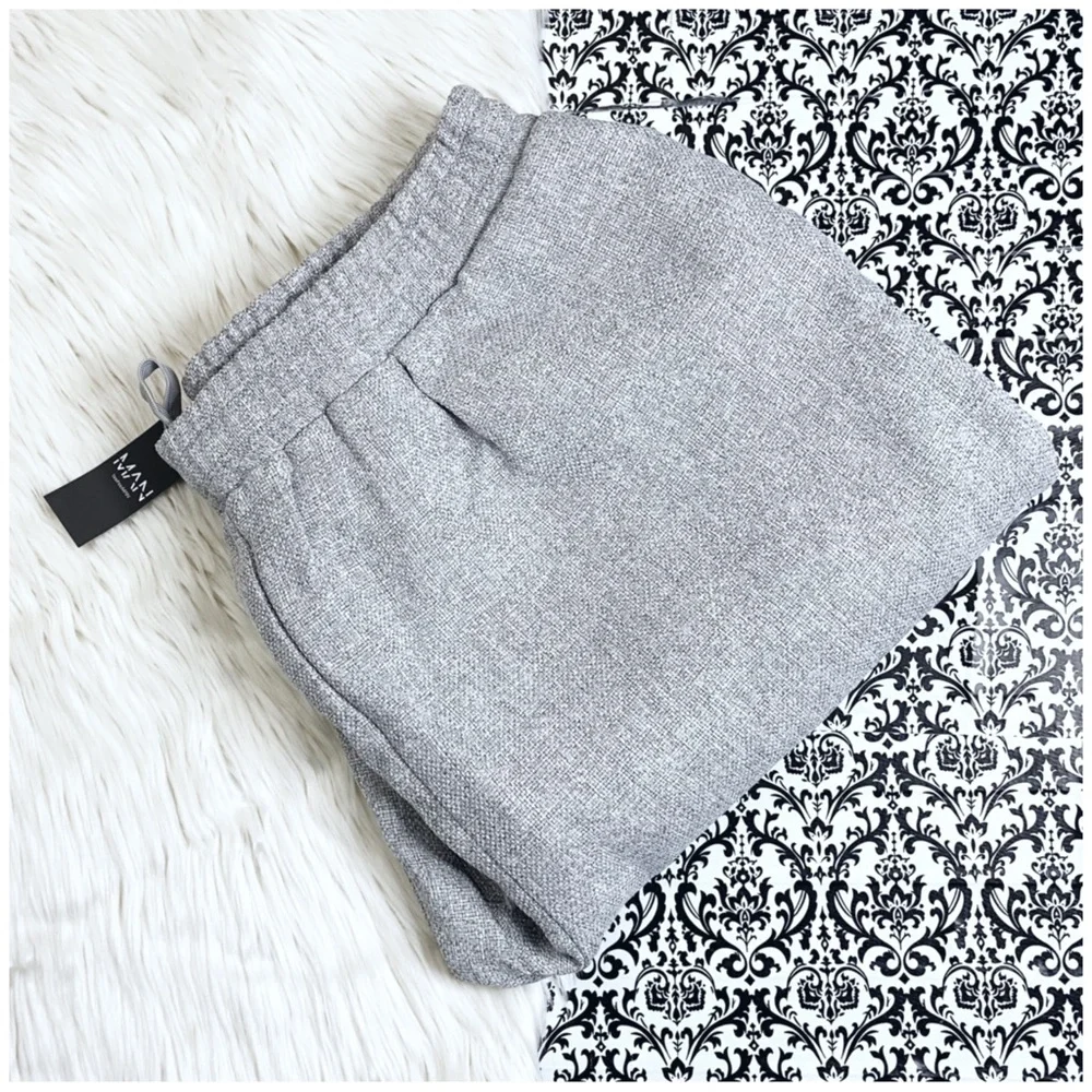 NWT : boohoo Men’s size 3XL : light gray boucle elastic drawstring trouser pants
